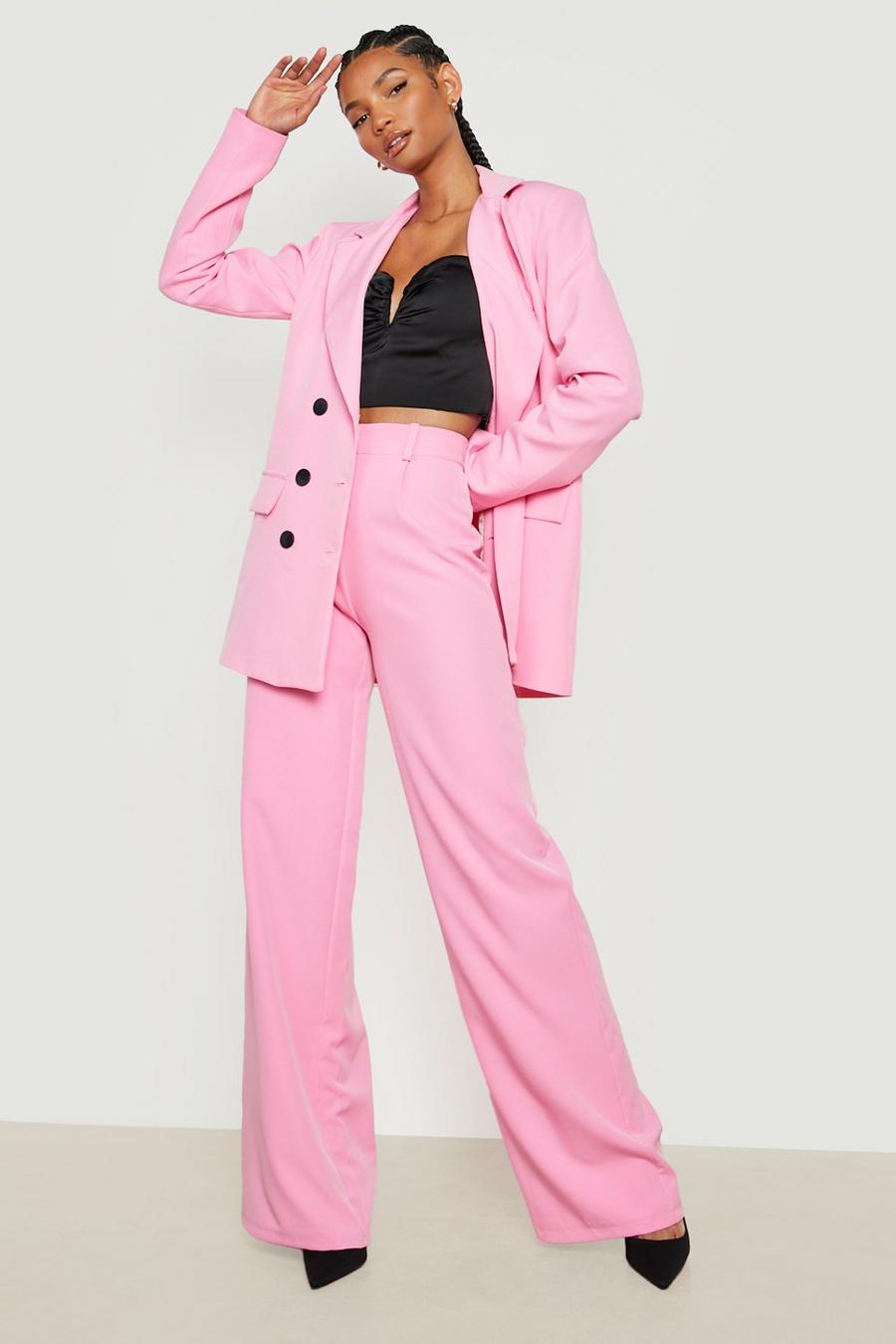 Pink Tall Contrast Button Wide Leg Pants image number 1