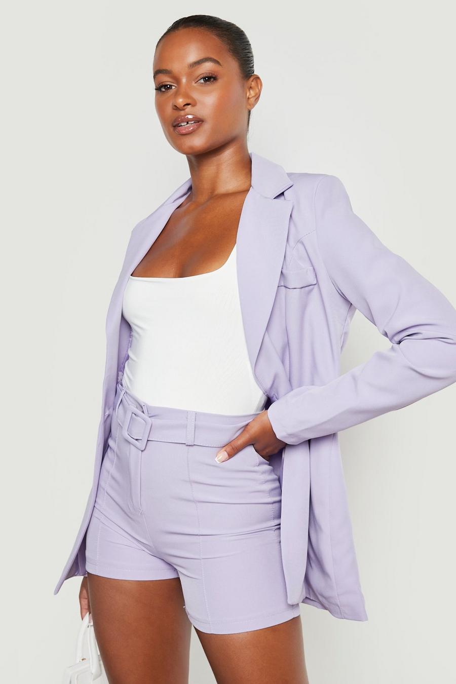 Lilac Tall Belted Tailored Shorts image number 1