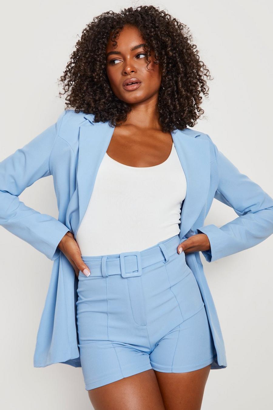 Sky blue Tall Belted Tailored Shorts