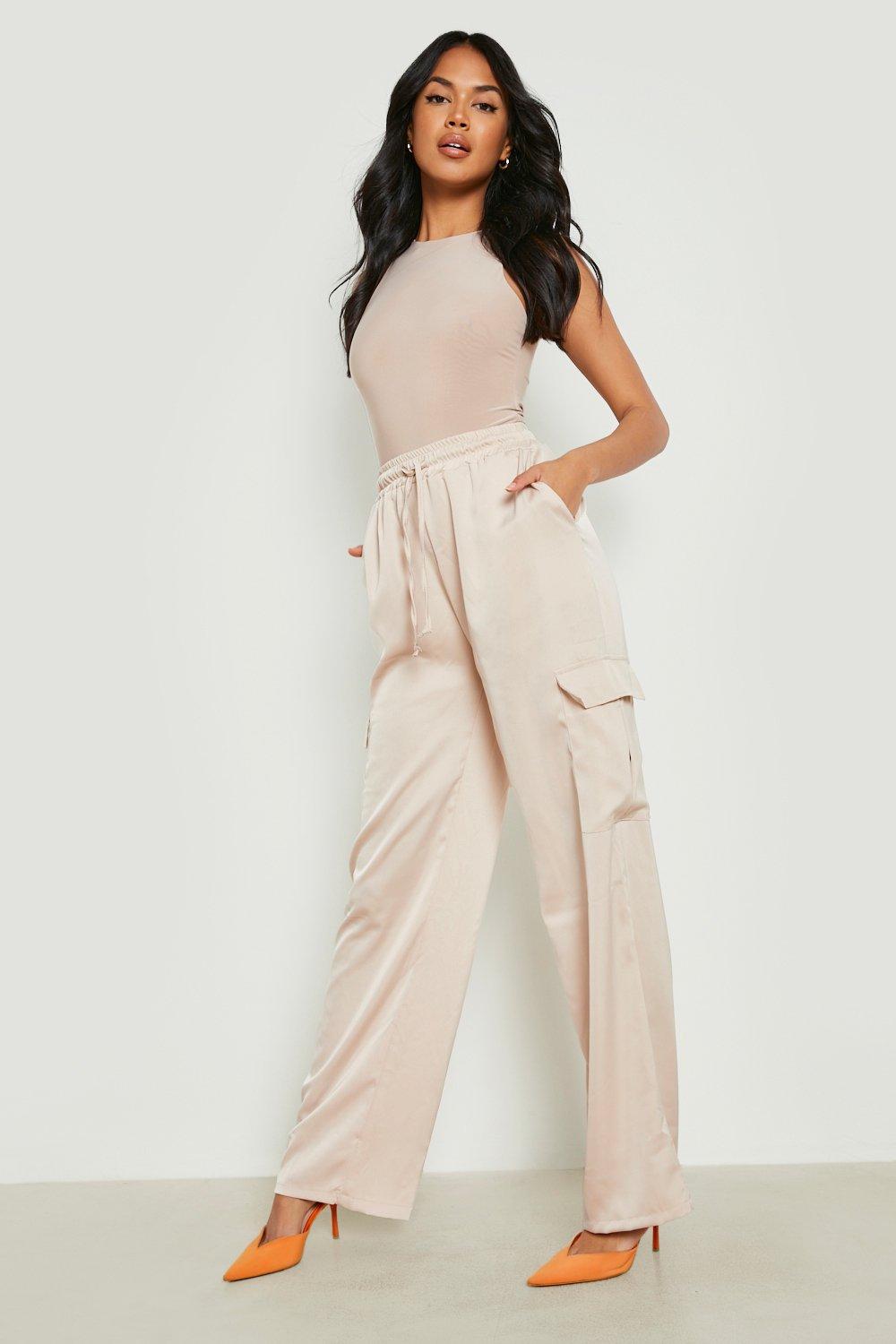 Satin cargo pants on sale womens