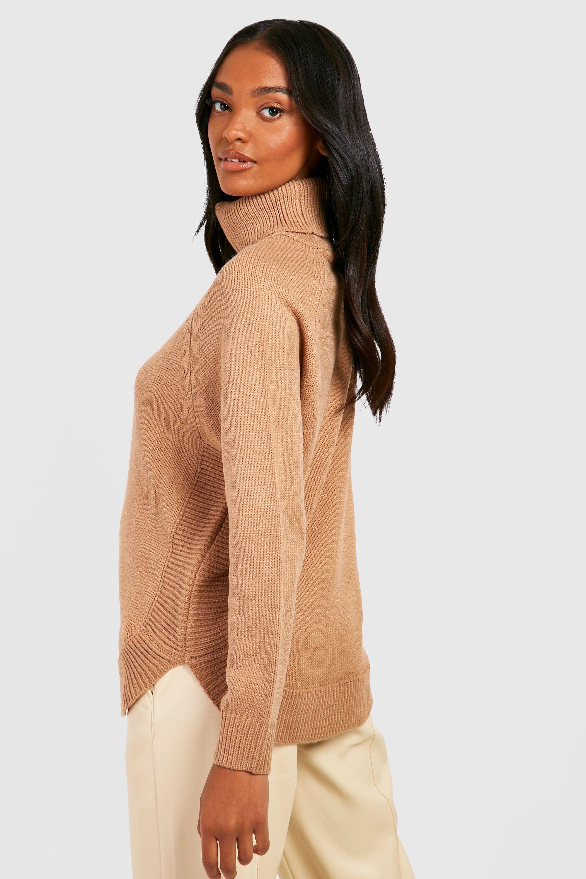 Ladies camel clearance polo neck jumper