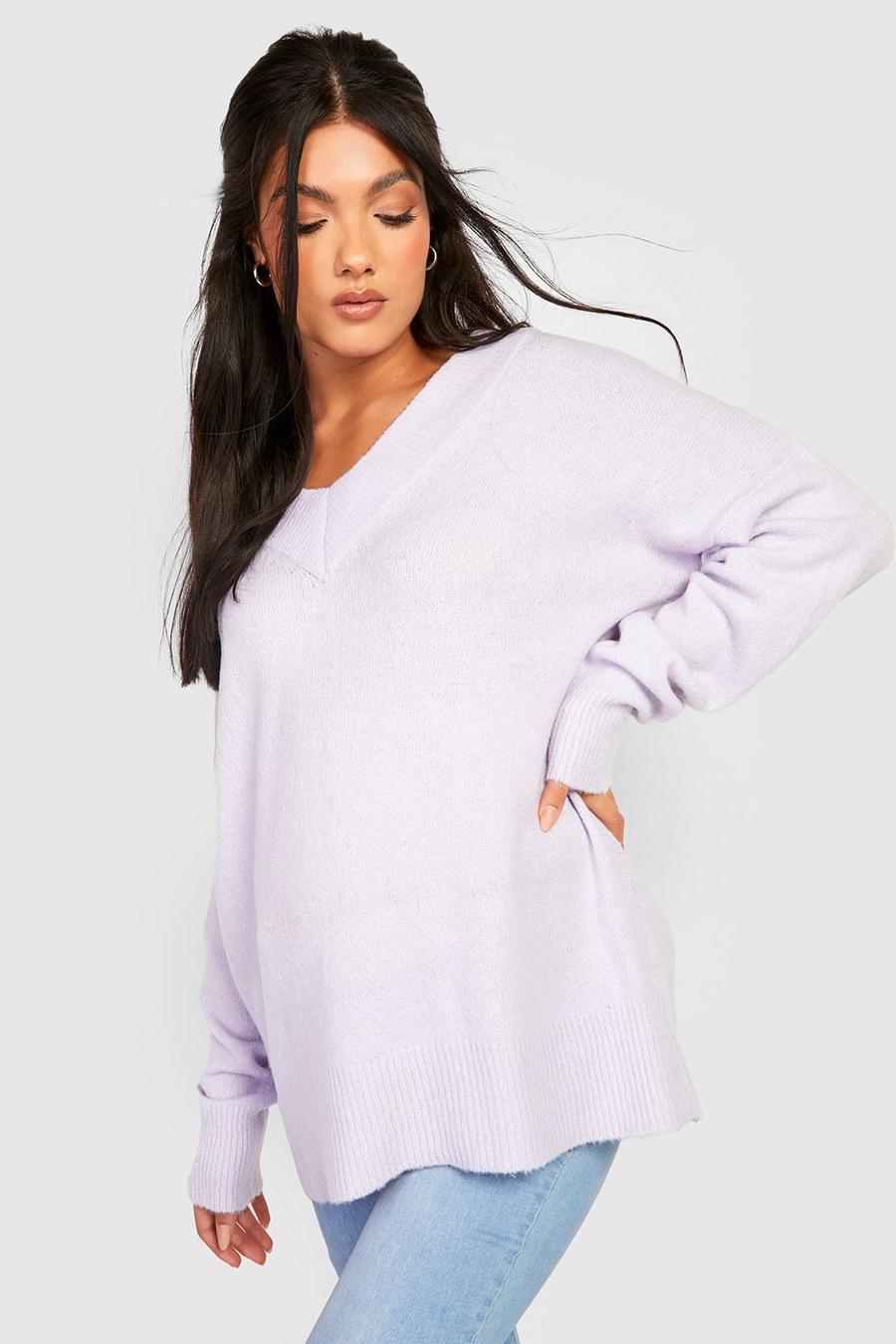 Lilac Maternity Super Soft V Neck Sweater image number 1