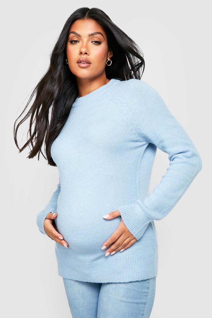 Blue Maternity Super Soft Crew Neck Sweater image number 1