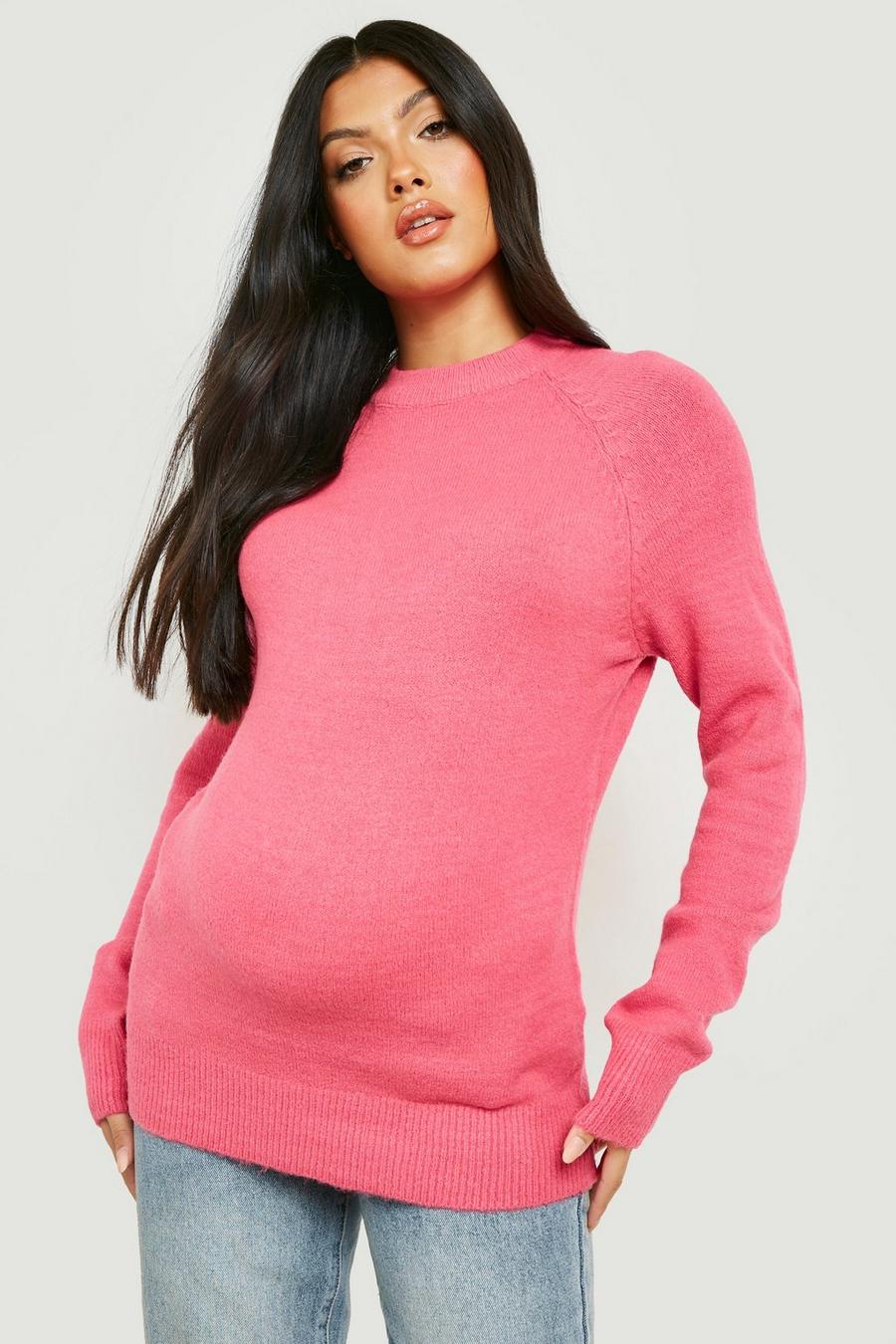 Hot pink Maternity Super Soft Crew Neck Sweater image number 1