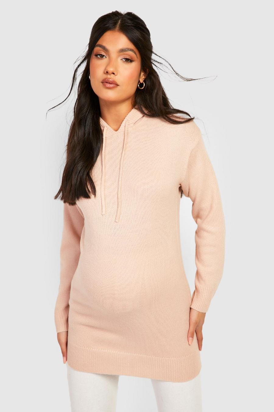 Blush pink Maternity Knitted Hoodie
