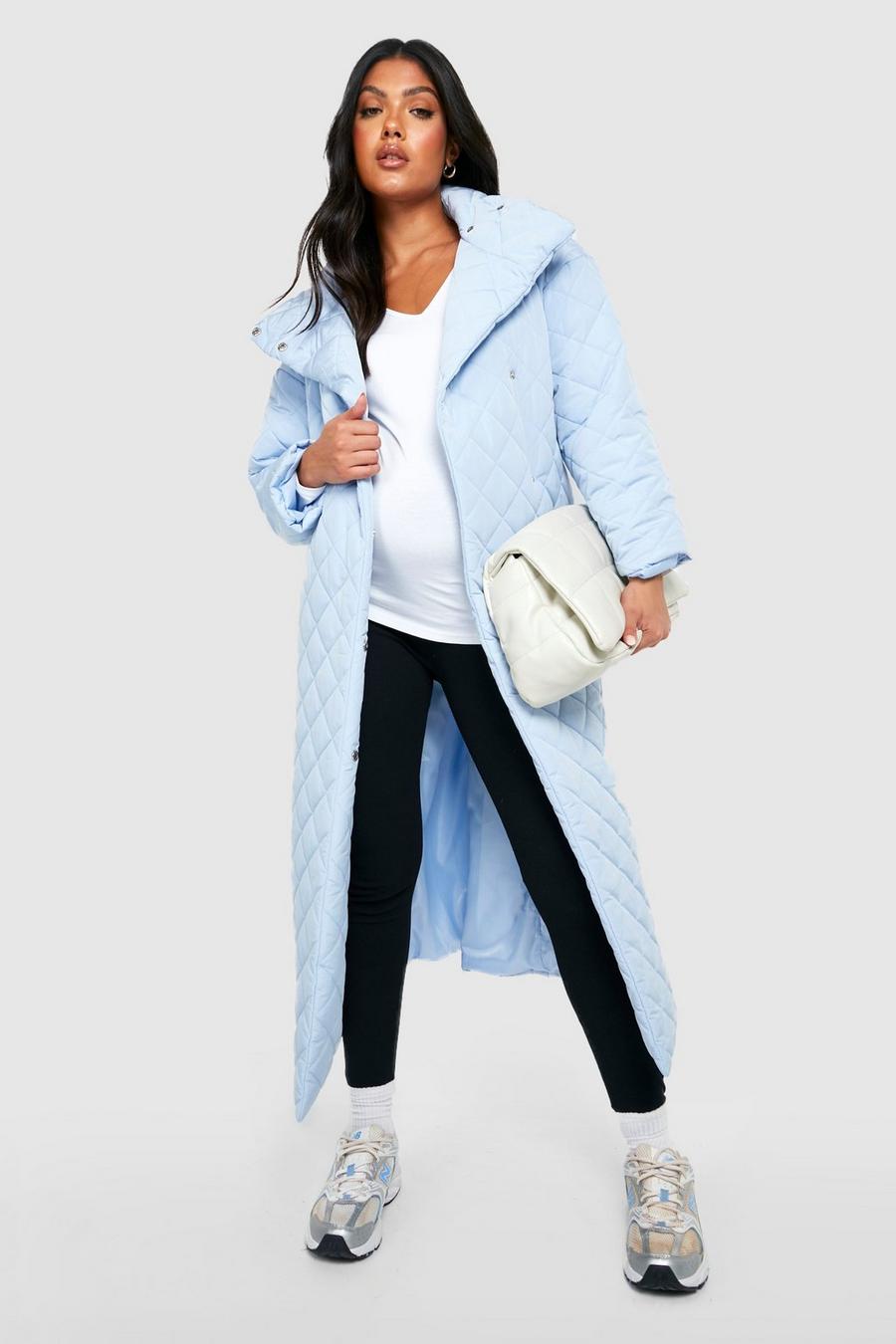 Light blue Maternity Quilted Wrap Coat image number 1