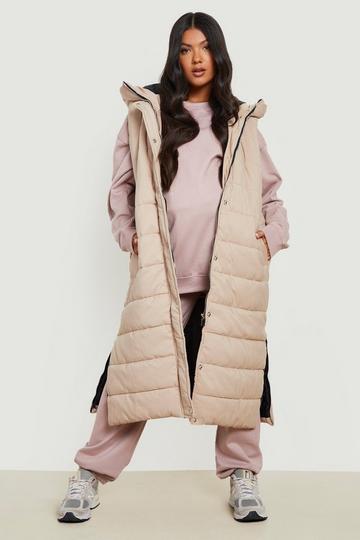 Maternity Longline Hooded Vest stone