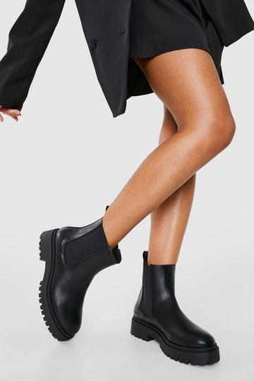 Black Wide Fit Back Tab Chelsea Boots