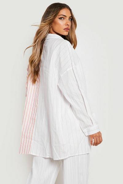 boohoo pink Mix Stripe Oversized Shirt