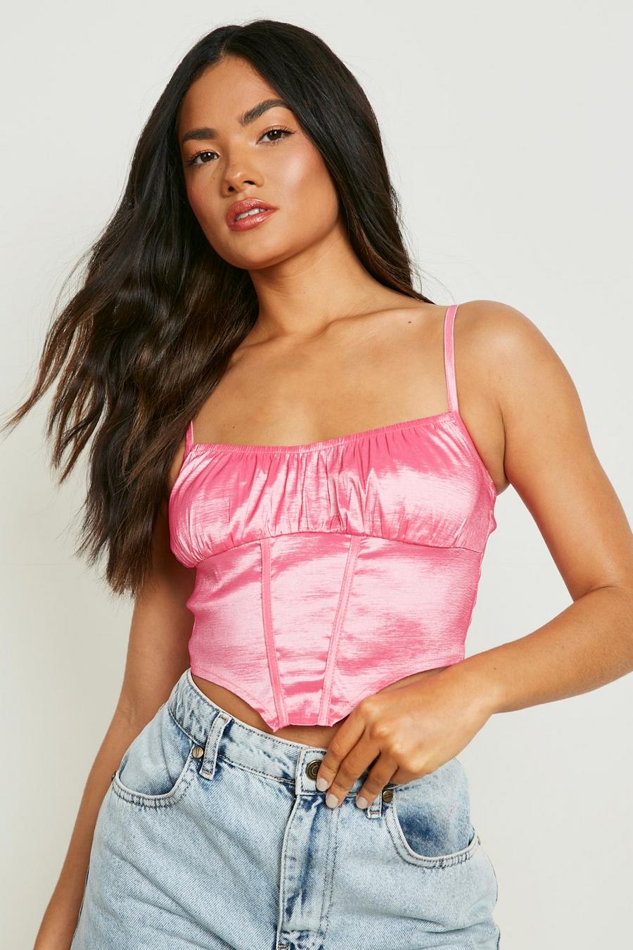 Pink Ruched Bust Corset Top