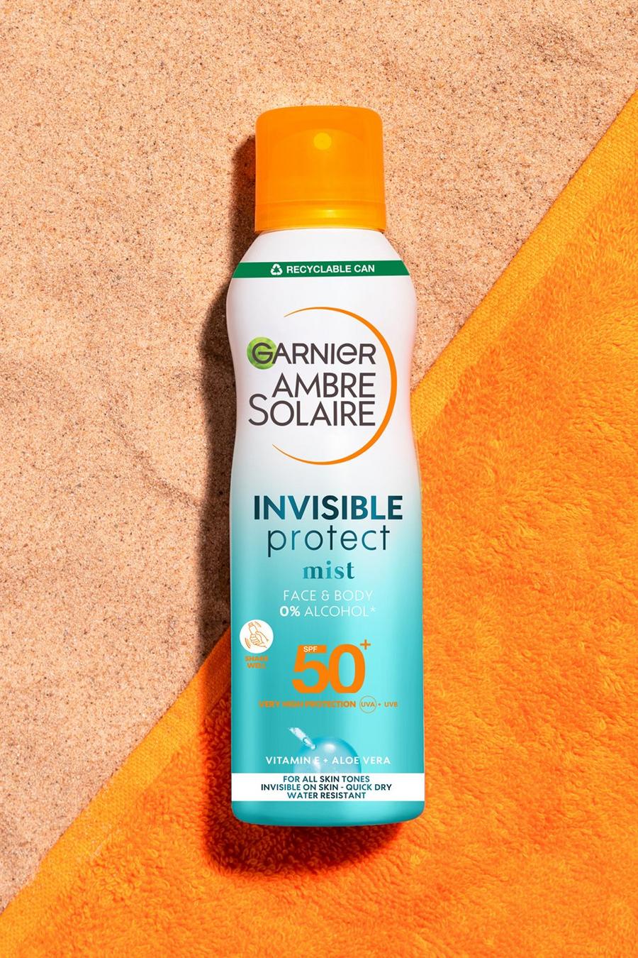 White Garnier Ambre Solaire Invisible Protect Mist Transparent Sun Cream Spray SPF50, UVA & UVB Protection, 200ml (SAVE 32%)