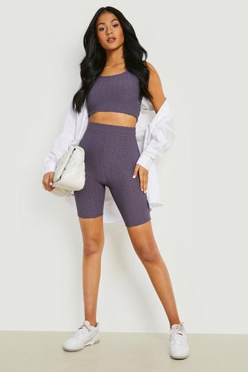 Grey Tall Honeycomb Biker Short