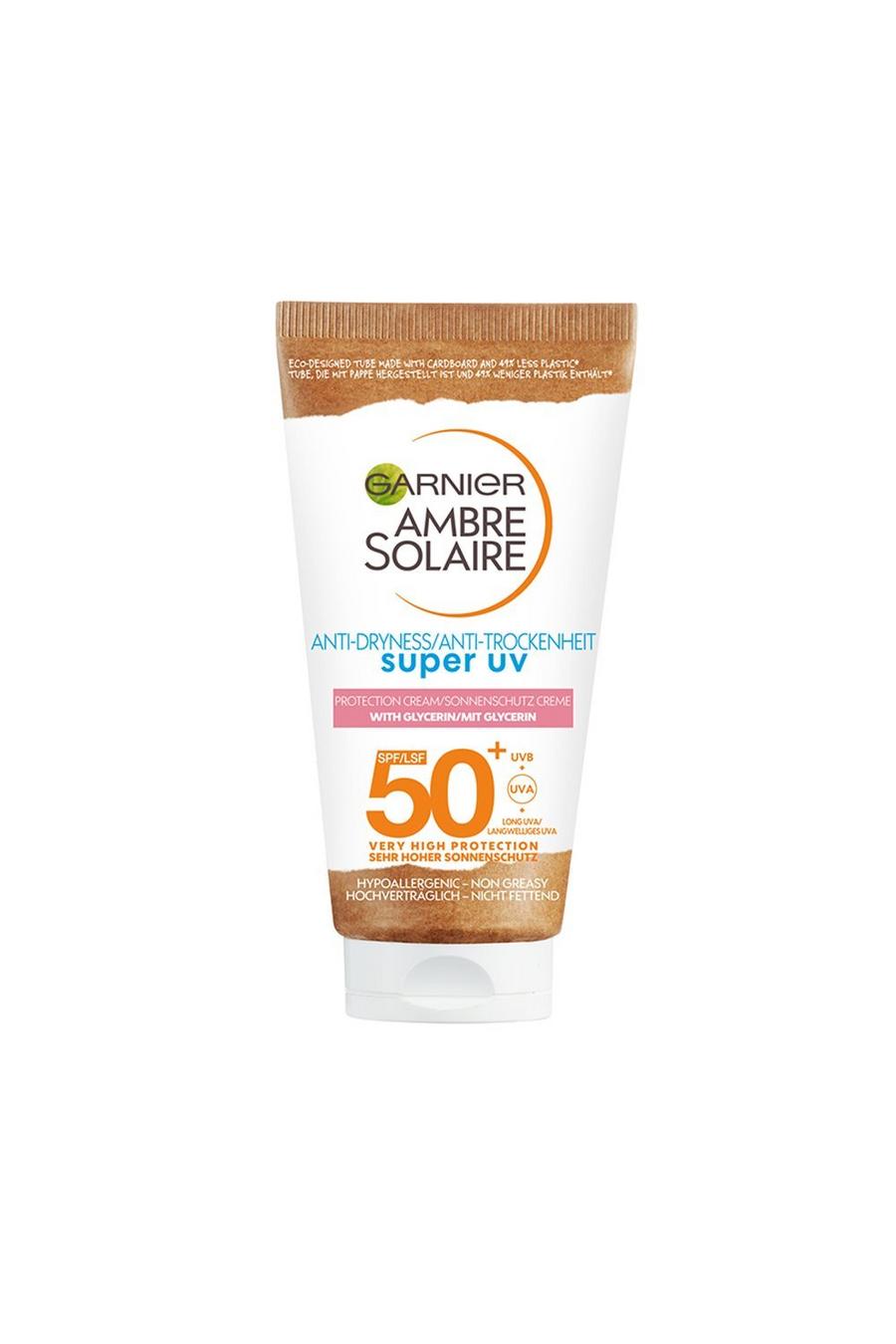 White bianco Garnier Ambre Solaire Anti-Dryness Super UV Protection Cream SPF50+ 50ml (SAVE 17%) image number 1