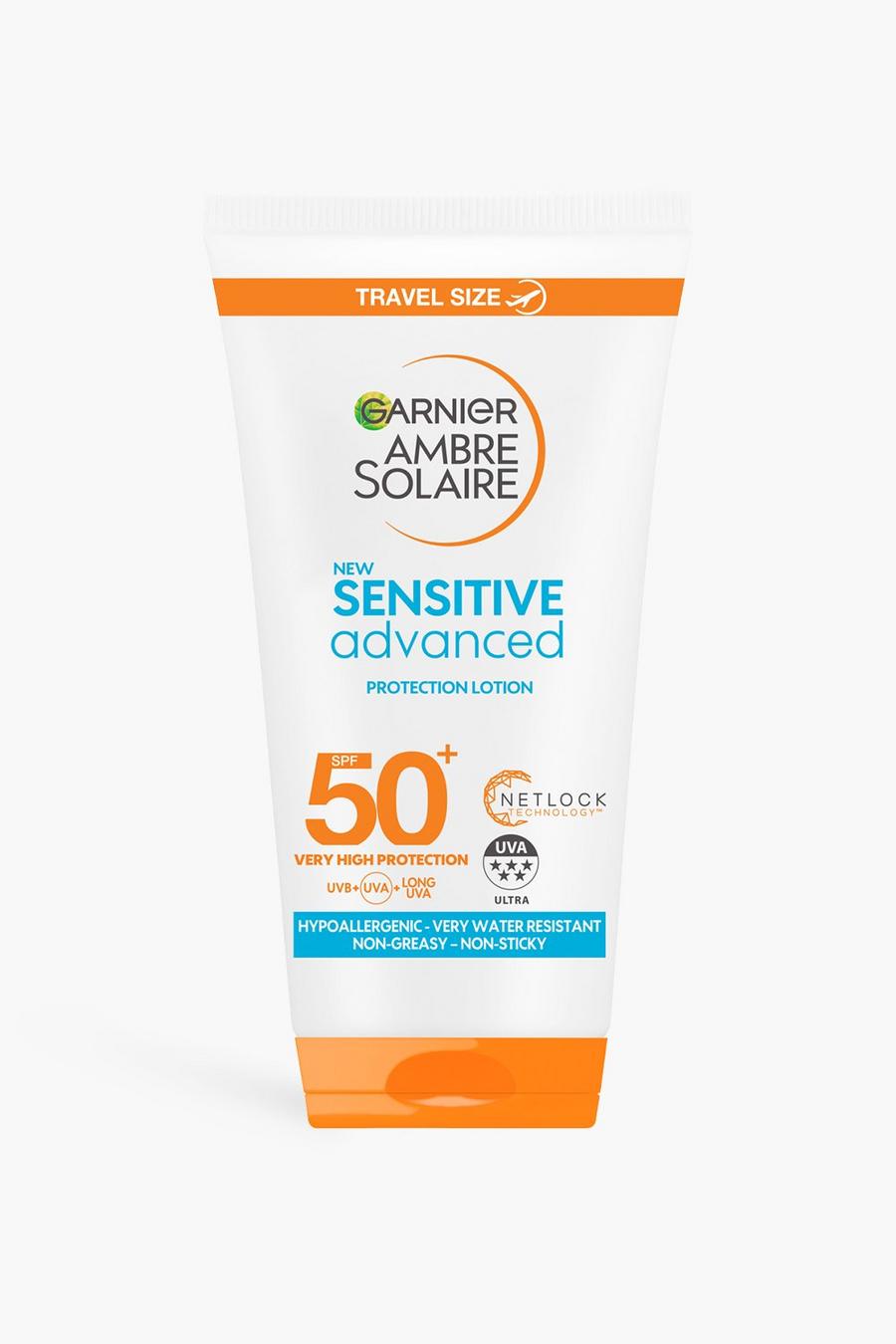 White Garnier Ambre Solaire Mini Sensitive Hypoallergenic Sun Protection Cream SPF50+ 50ml Travel (SAVE 13%)