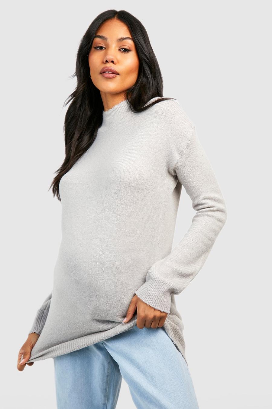 Grey marl grigio Maternity Super Soft Tunic Jumper