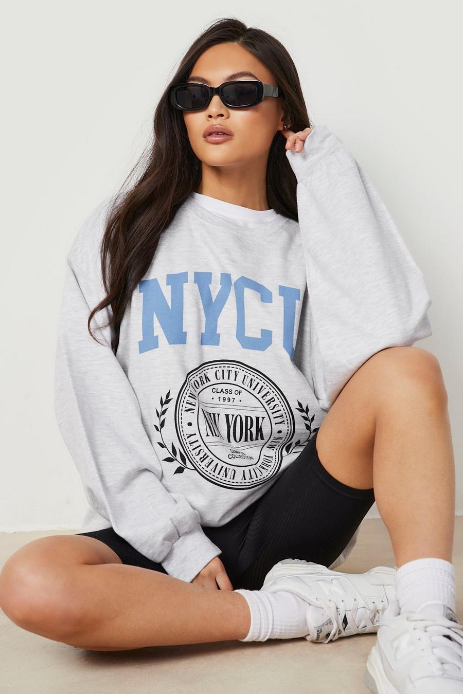 Oversize Sweatshirt mit NYCU Print, Ash grey image number 1