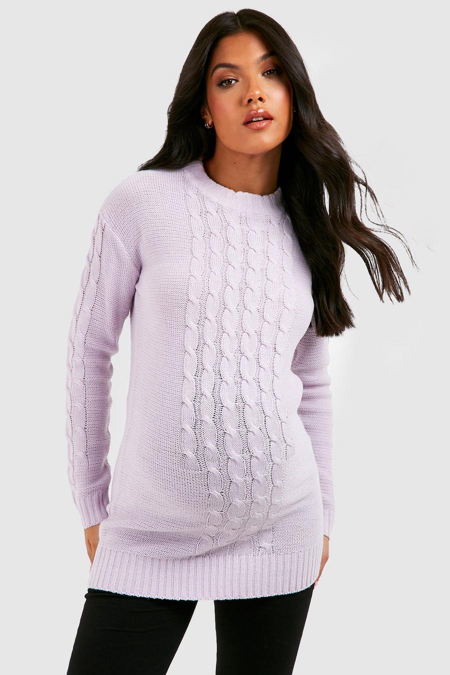 Lilac Maternity Cable Knit Jumper image number 1