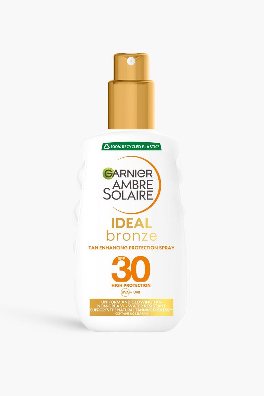 White Garnier Ambre Solaire Ideal Bronze Protective Sun Cream Spray SPF30 UVA & UVB Protection, 200ml (SAVE 32%)