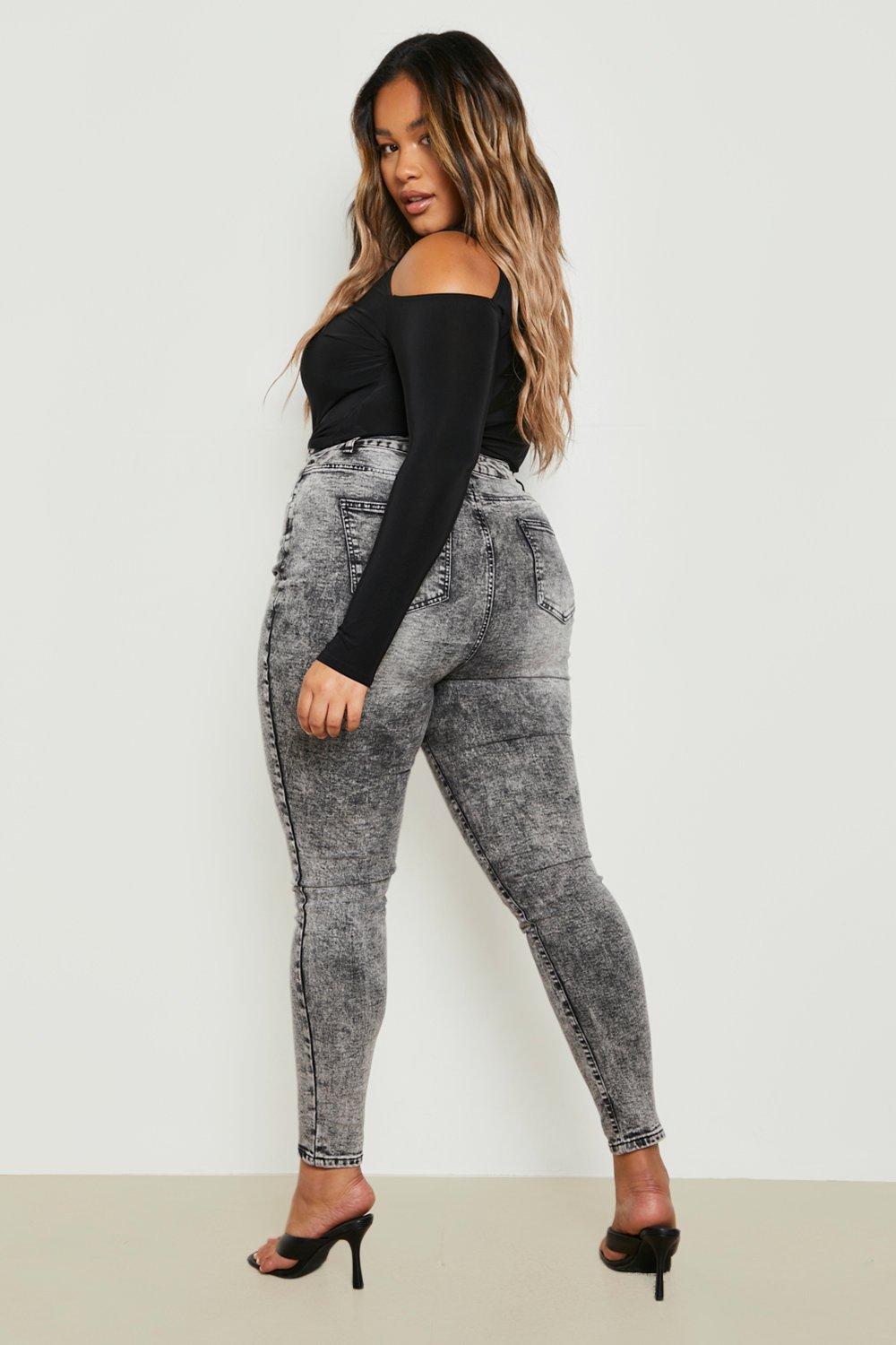 Grey jeggings shop plus size