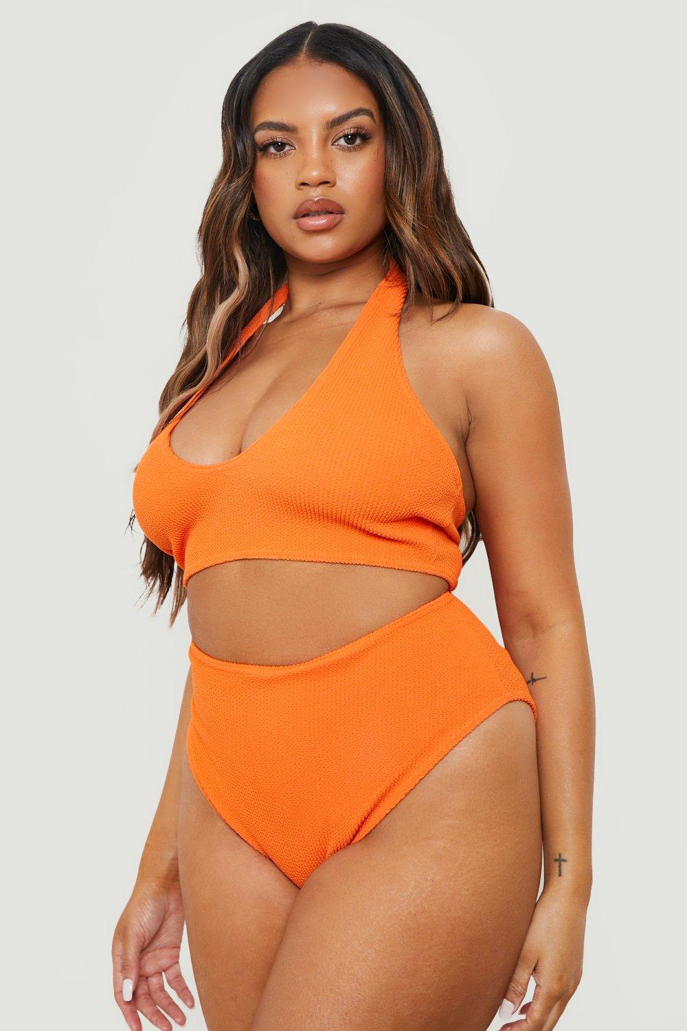 Plus Mix Match Crinkle Halter Bikini Top