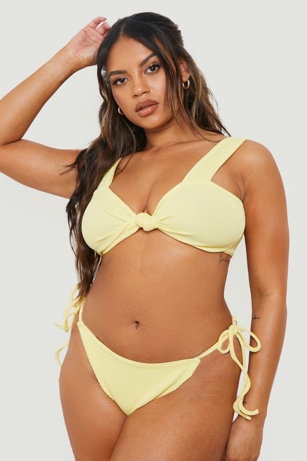 Plus Mix & Match Crinkle Knotted Bikini Top