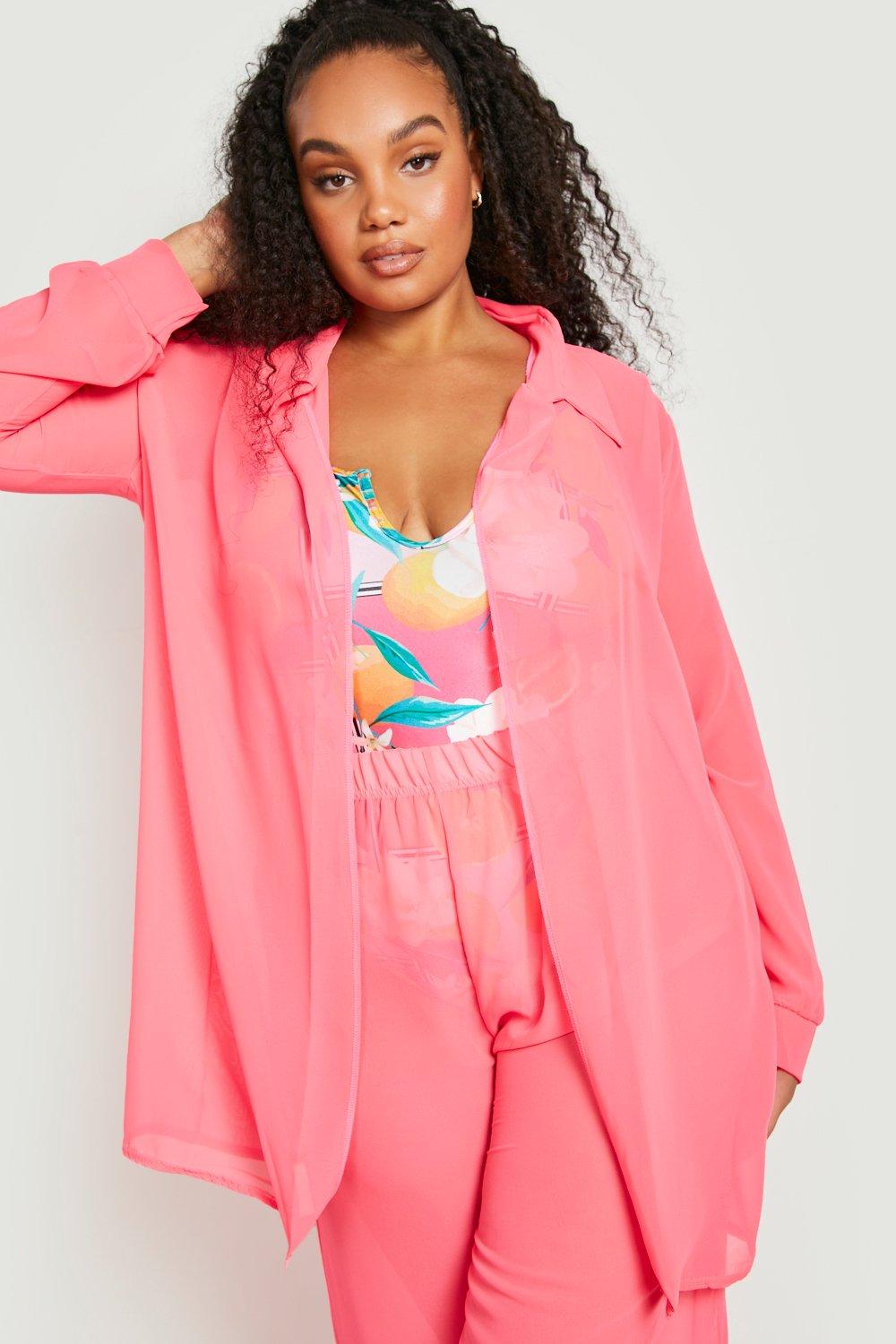 neon pink plus size shirt