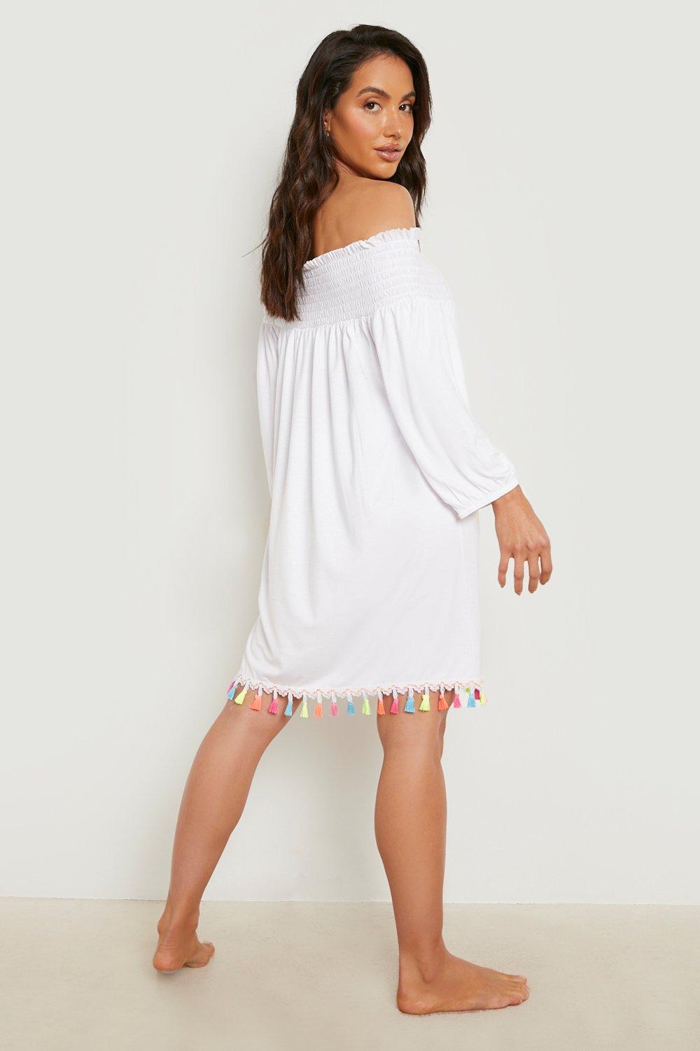 White bardot shop beach dress