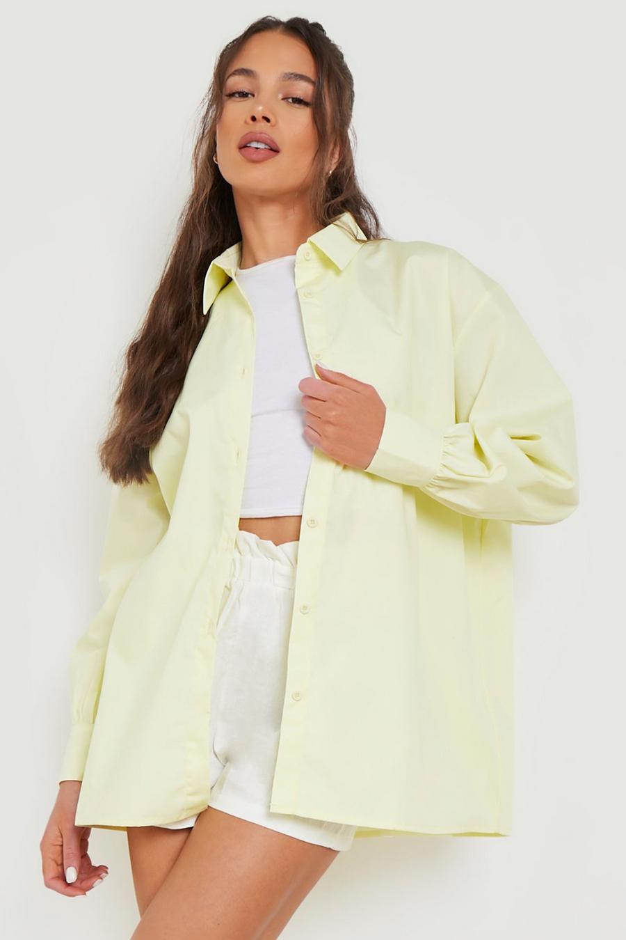 Camisa oversize de algodón popelina, Lemon image number 1