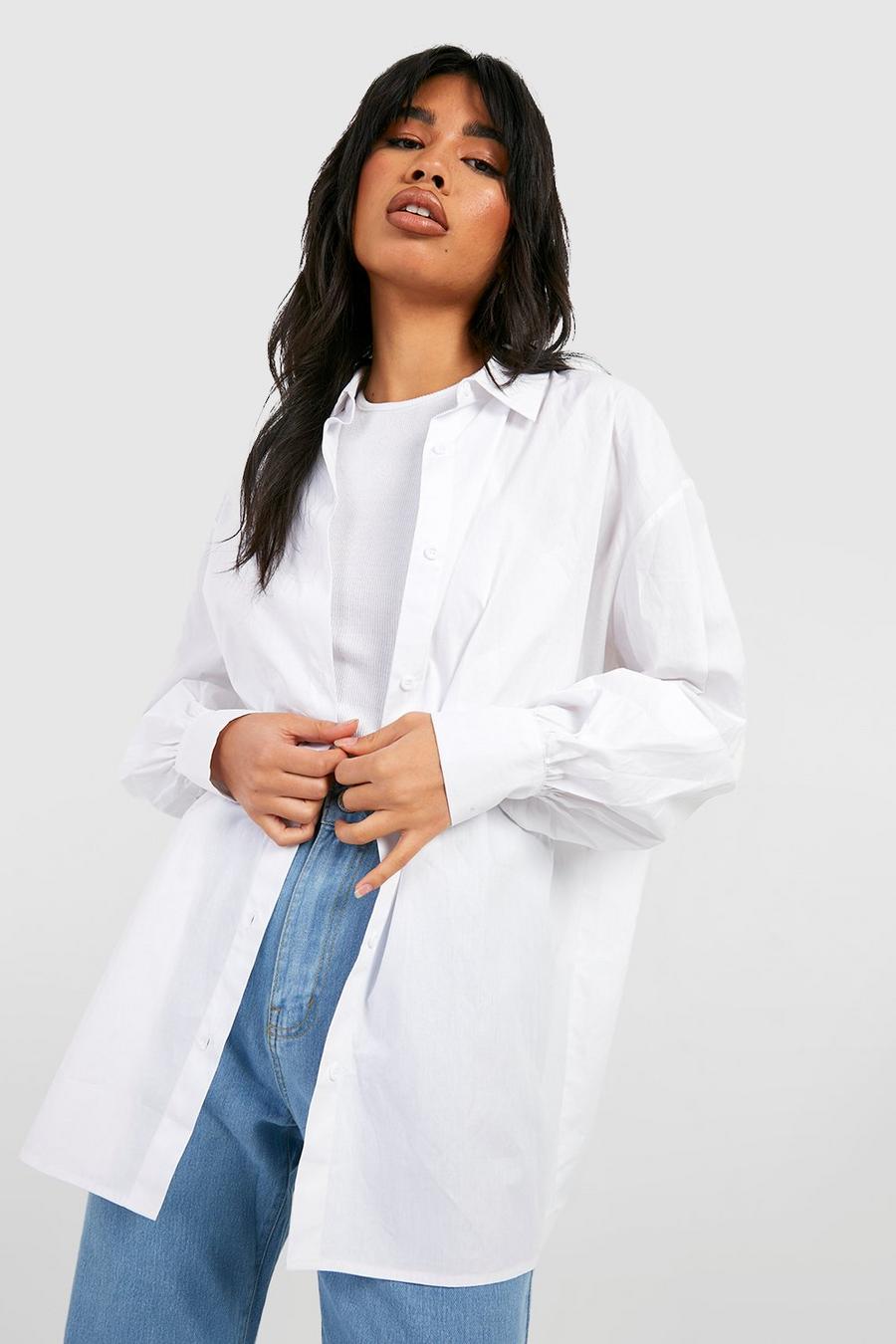 Camisa oversize de algodón popelina, White image number 1