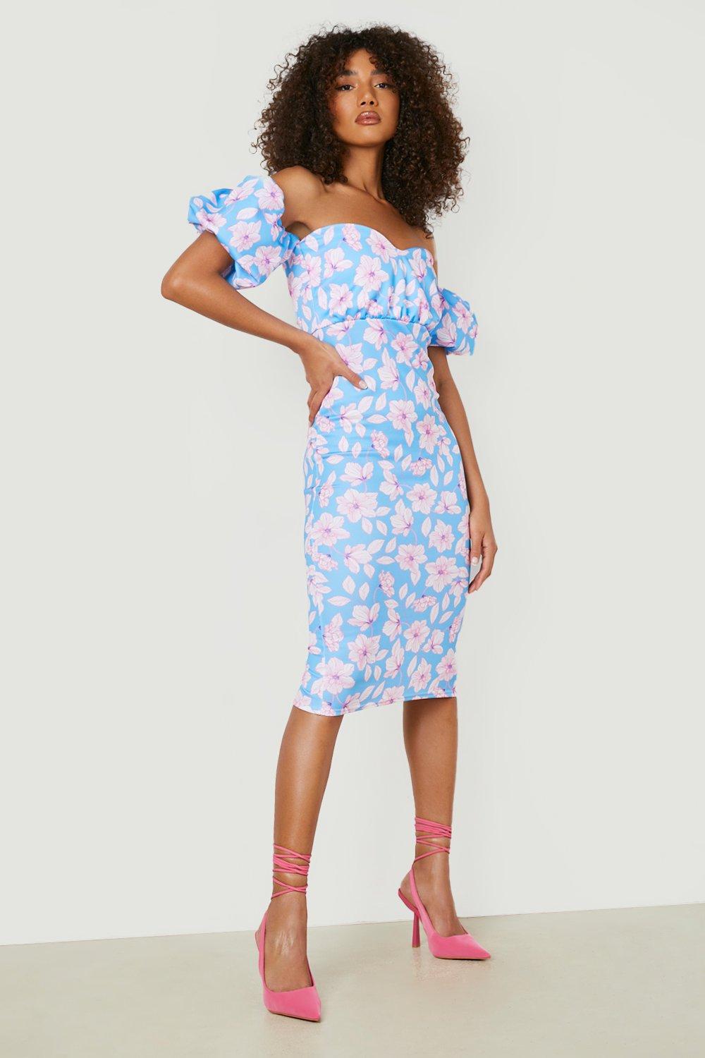 Off the shoulder midi dress outlet boohoo