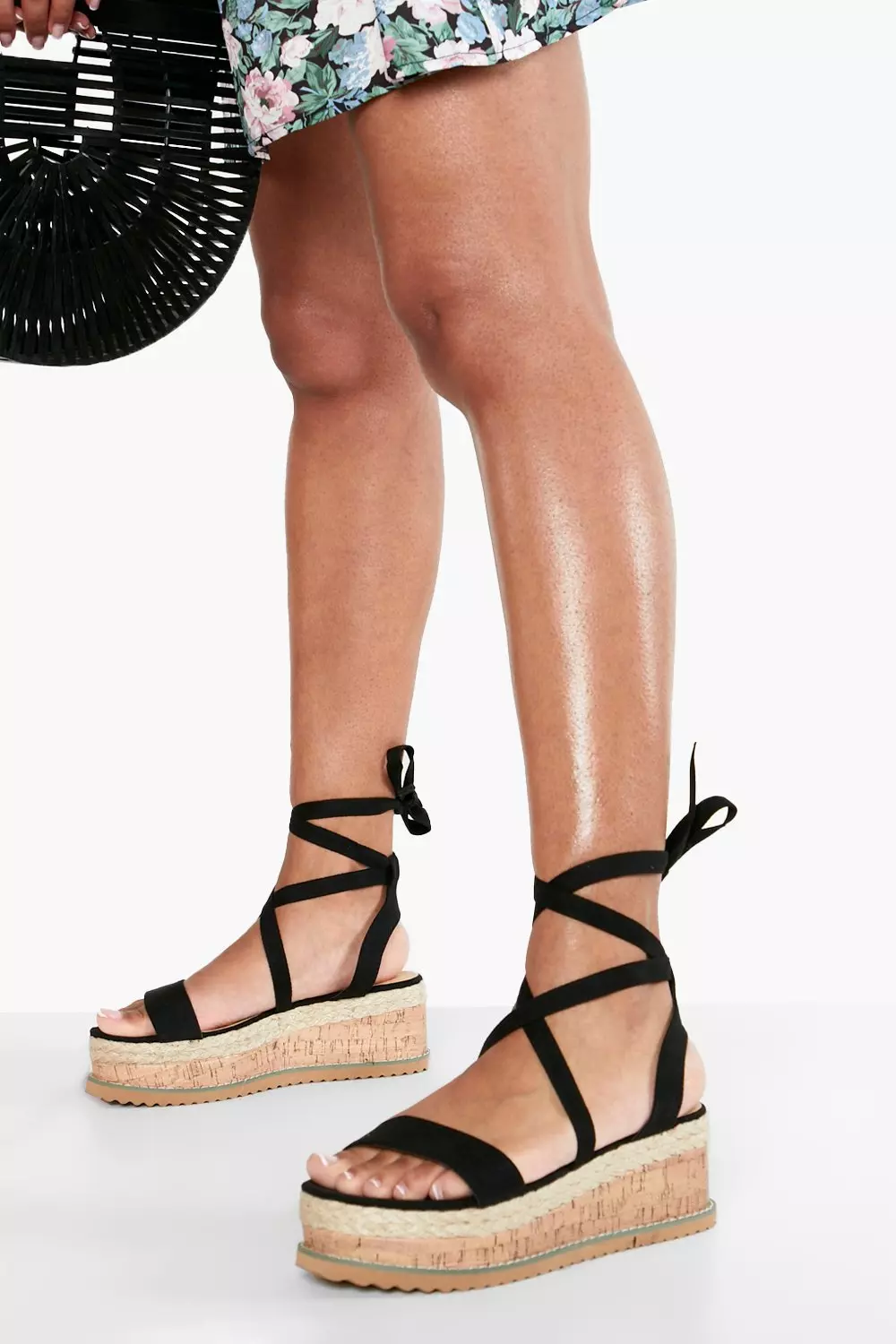 Flatform Espadrille Tie Up Sandals