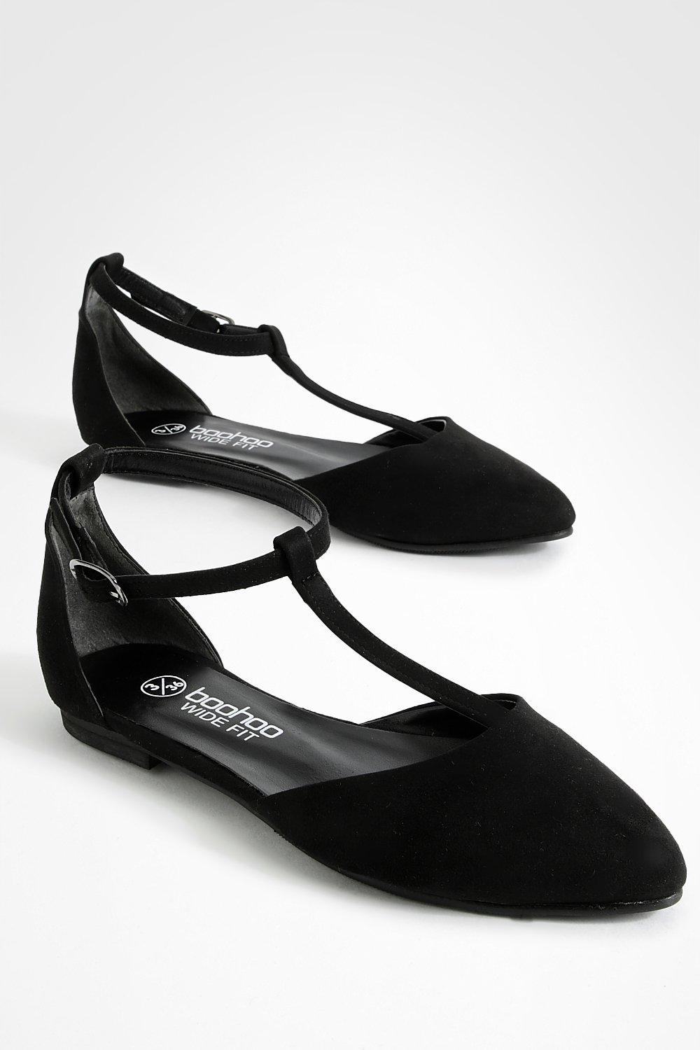 Wide Width Asymmetrical Strap Pointed Flats