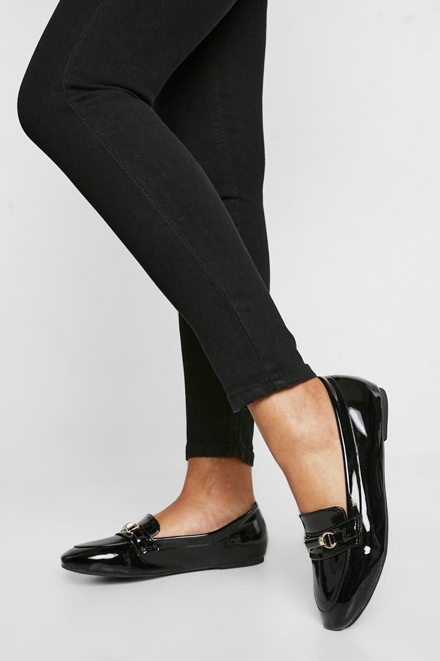 Black svart Loafers med rund tå och bred passform