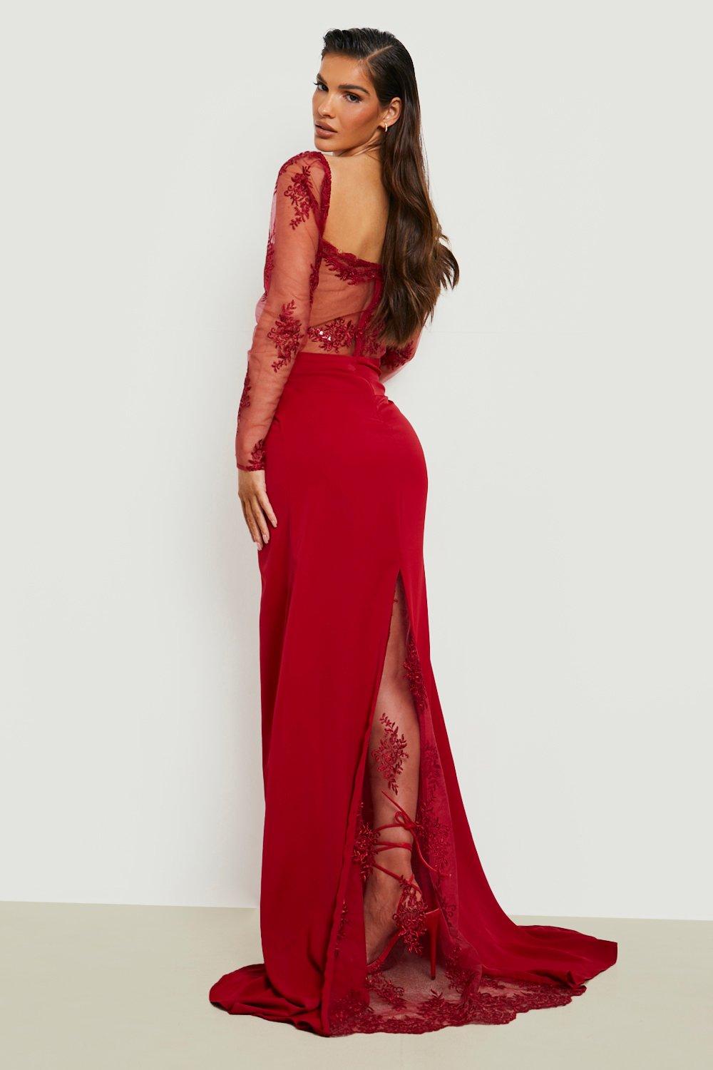 Contrast Lace Corset Maxi Dress