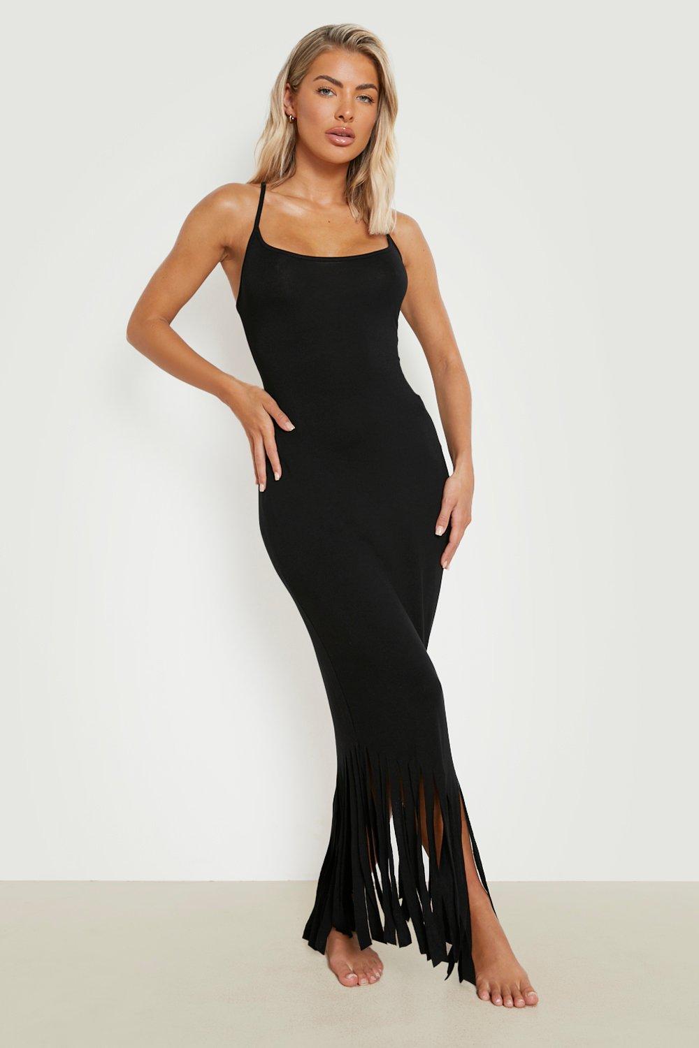 Black tassel outlet maxi dress