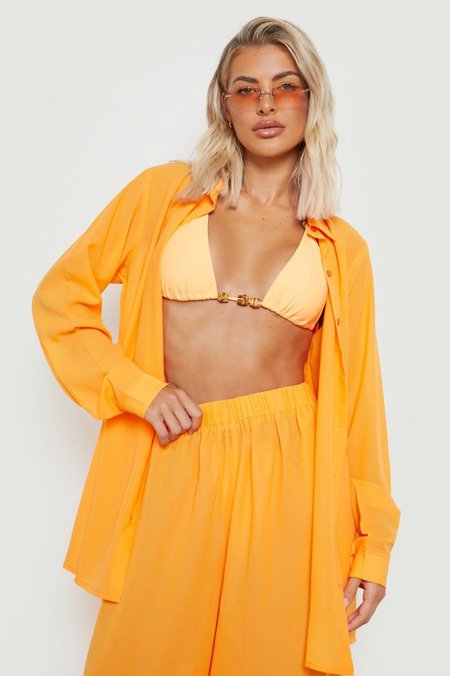 Orange Chiffon Beach Shirt image number 1
