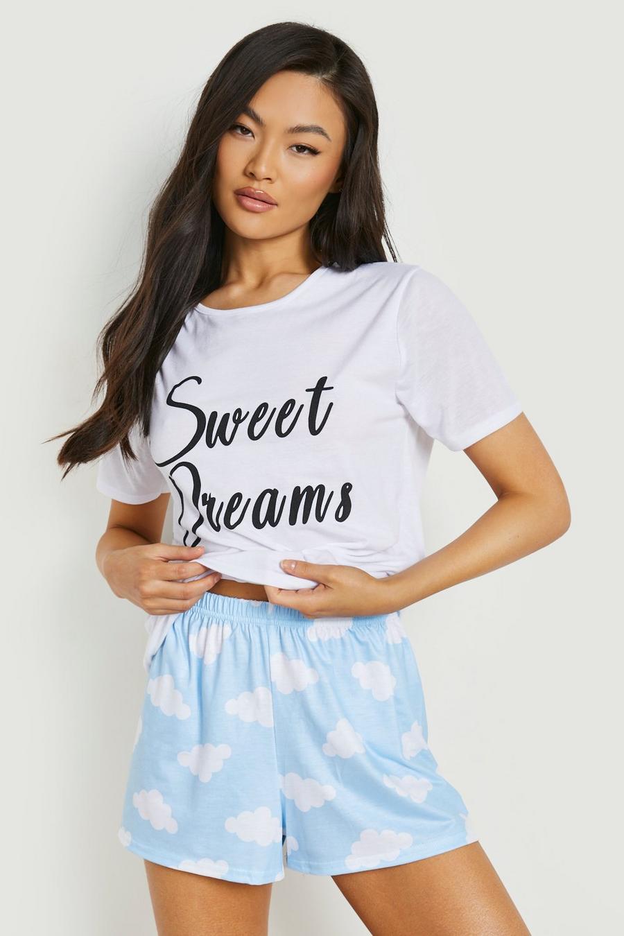 Pyjama à inscription Sweat Dreams avec short, Blue image number 1