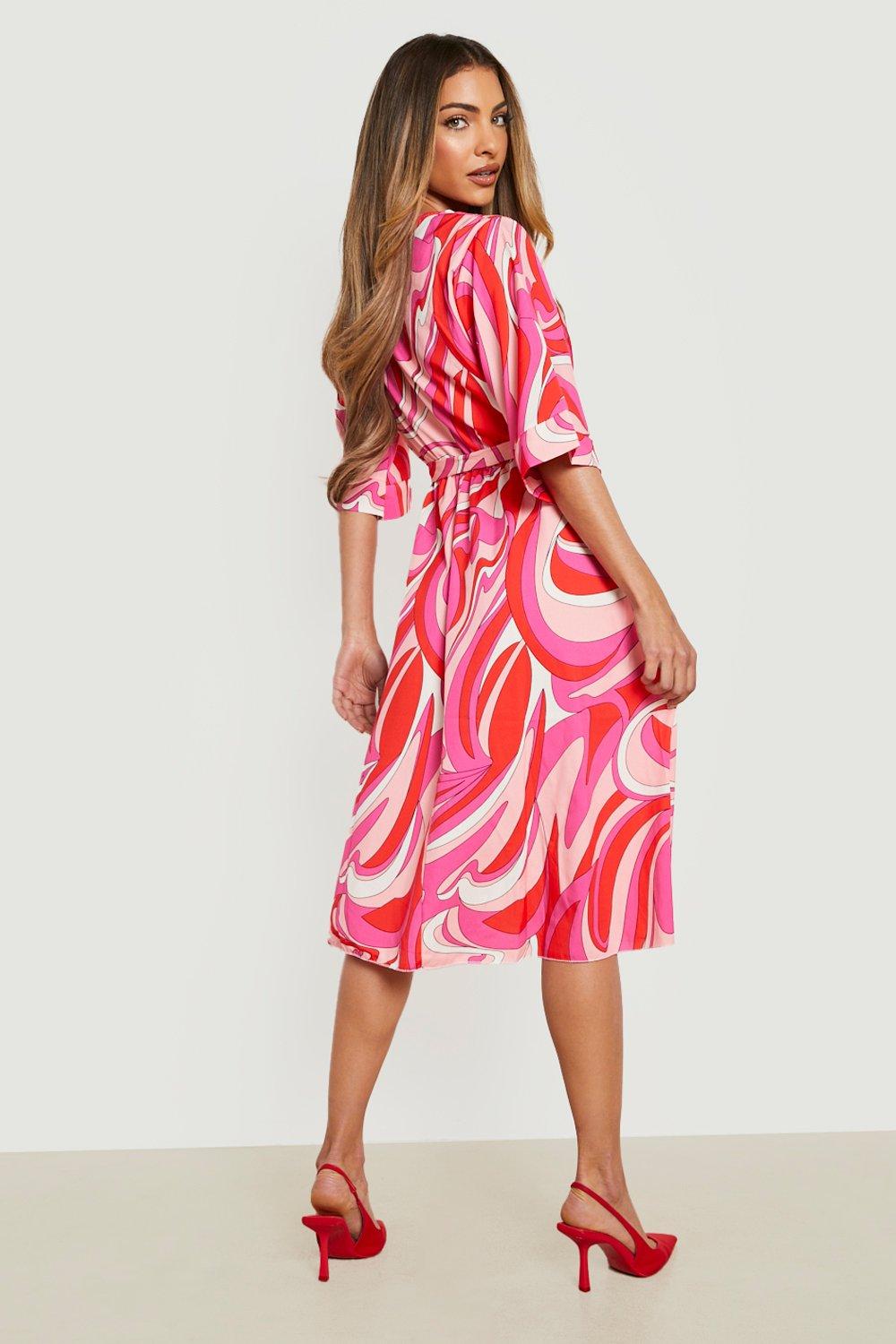 Belted wrap midi dress best sale