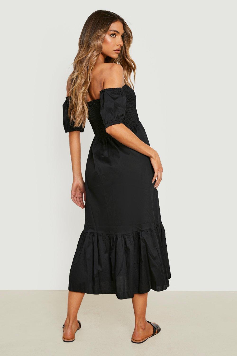 Boohoo on sale shirred dress