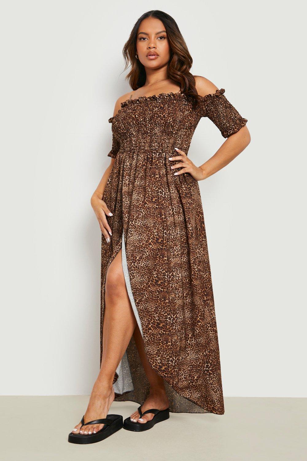 Boohoo leopard hot sale maxi dress