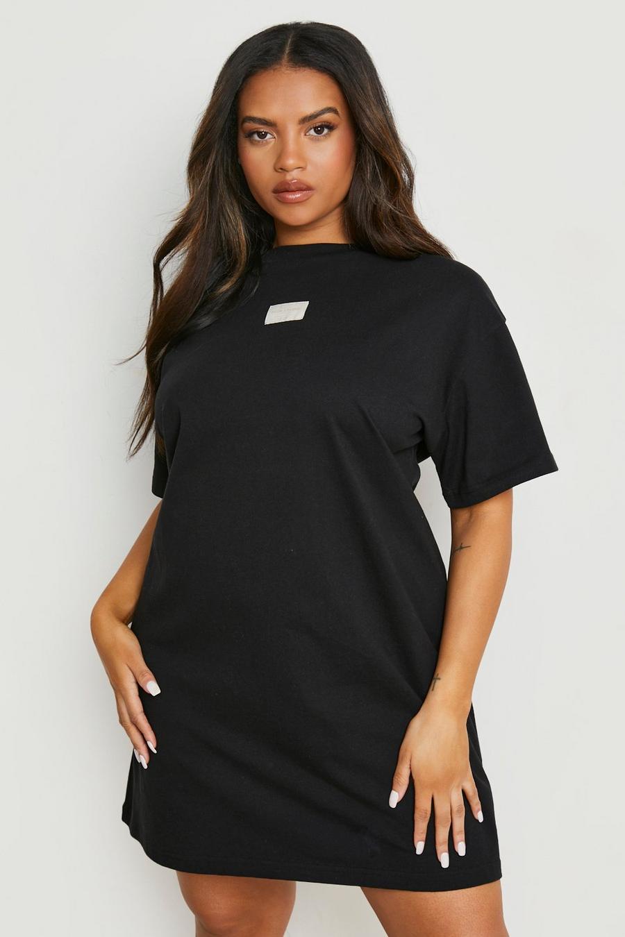 Black Plus Embroidered Oversized T-shirt Dress image number 1