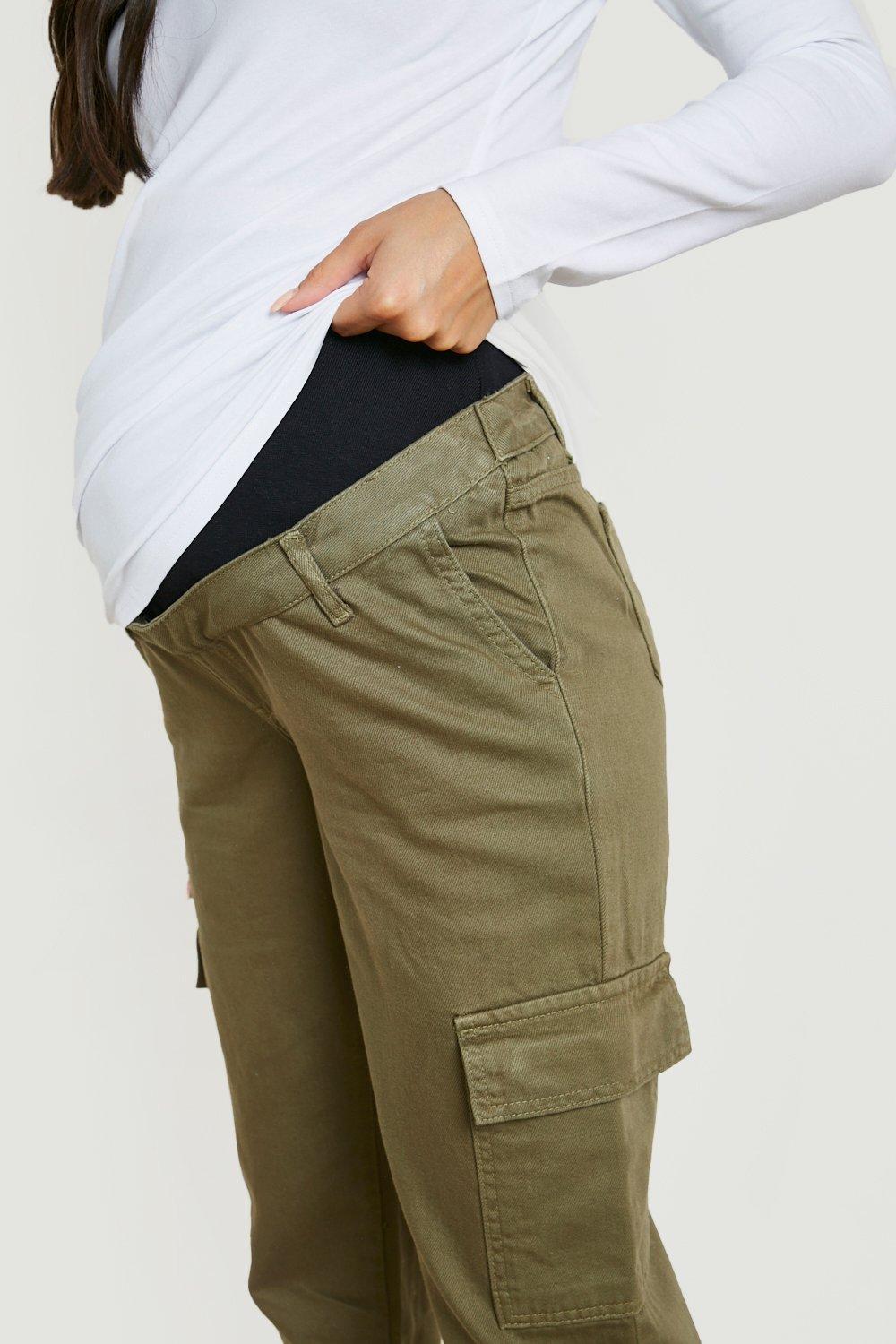 ASOS DESIGN Maternity cargo pants in khaki with under the bump waistband