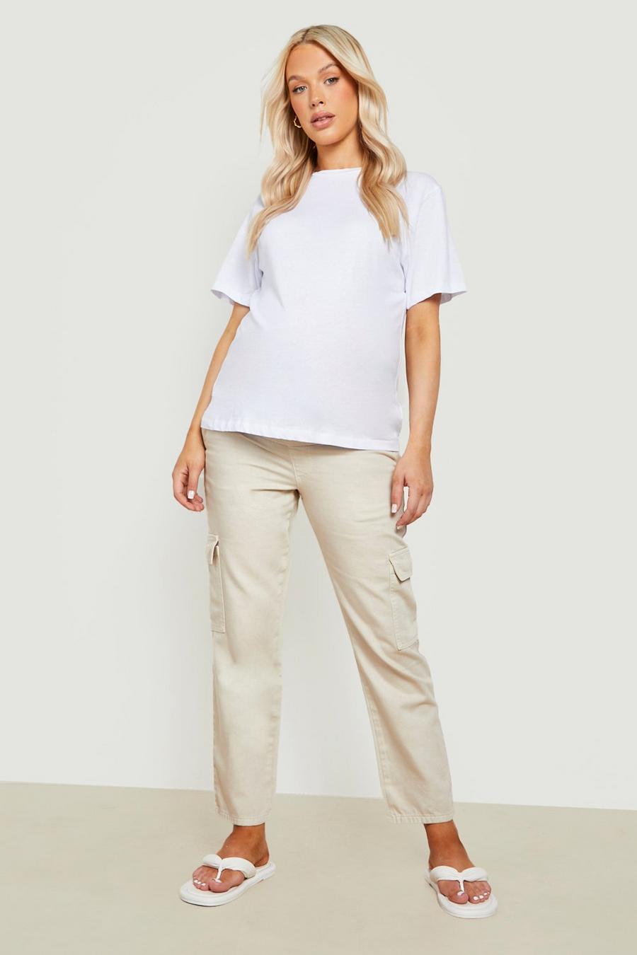 Stone Maternity Over Bump Cargo Trousers image number 1