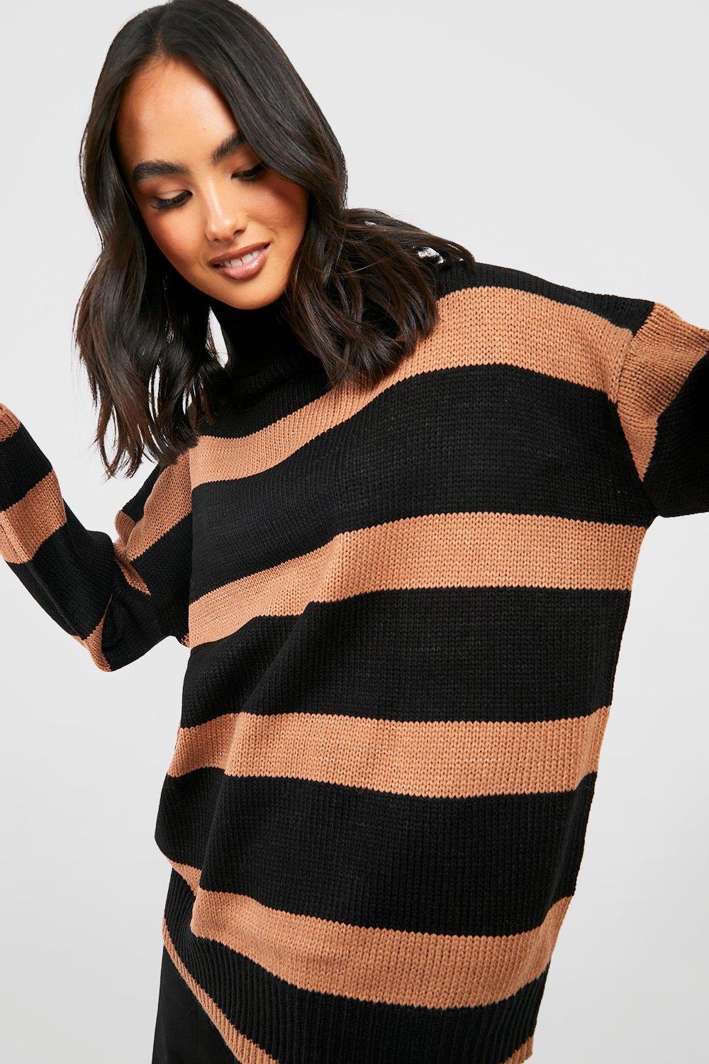 Stripe Oversized Knitted Jumper | boohoo