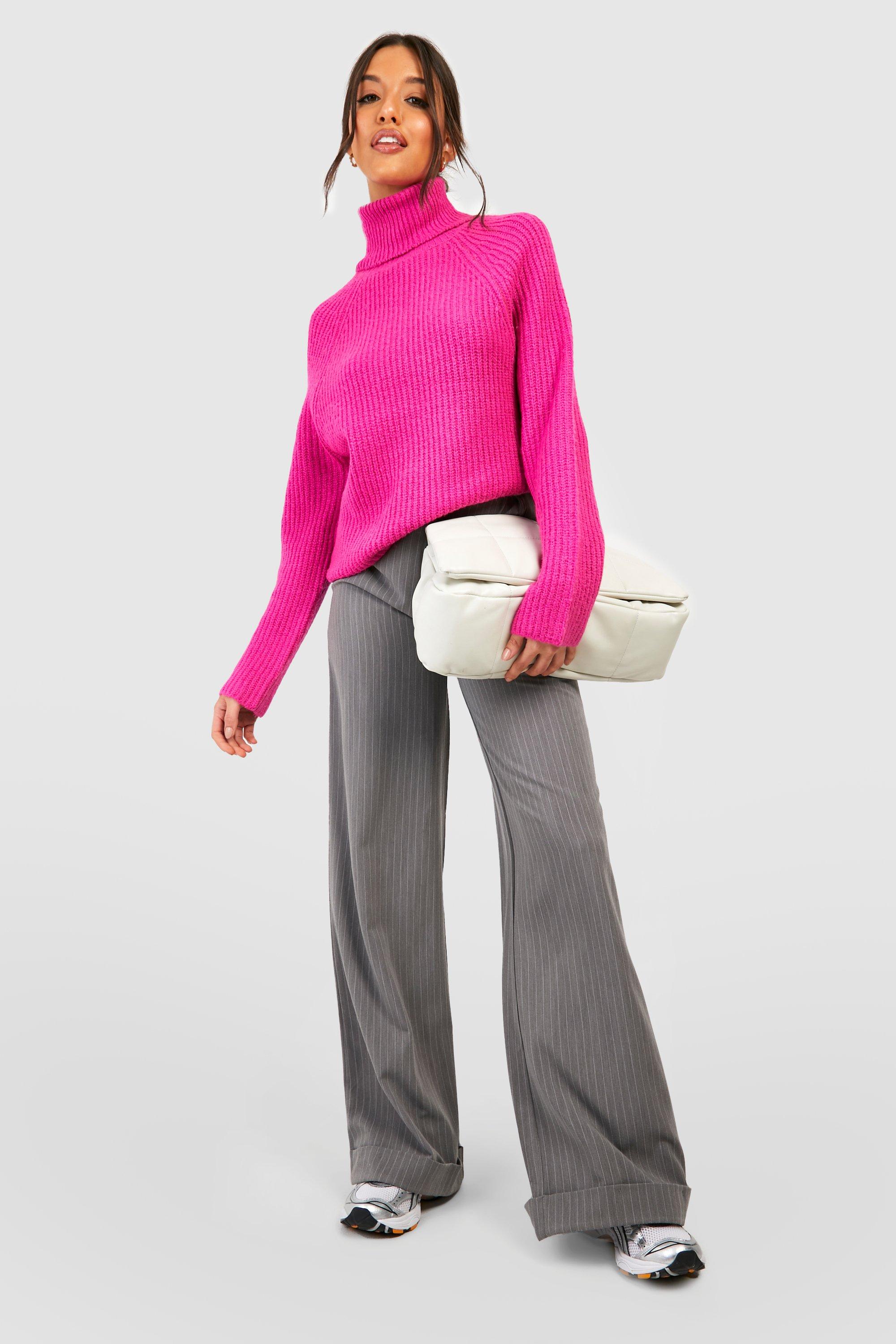 Boohoo Women s Knitted Roll Neck Jumper With Raglan Sleeve Cream