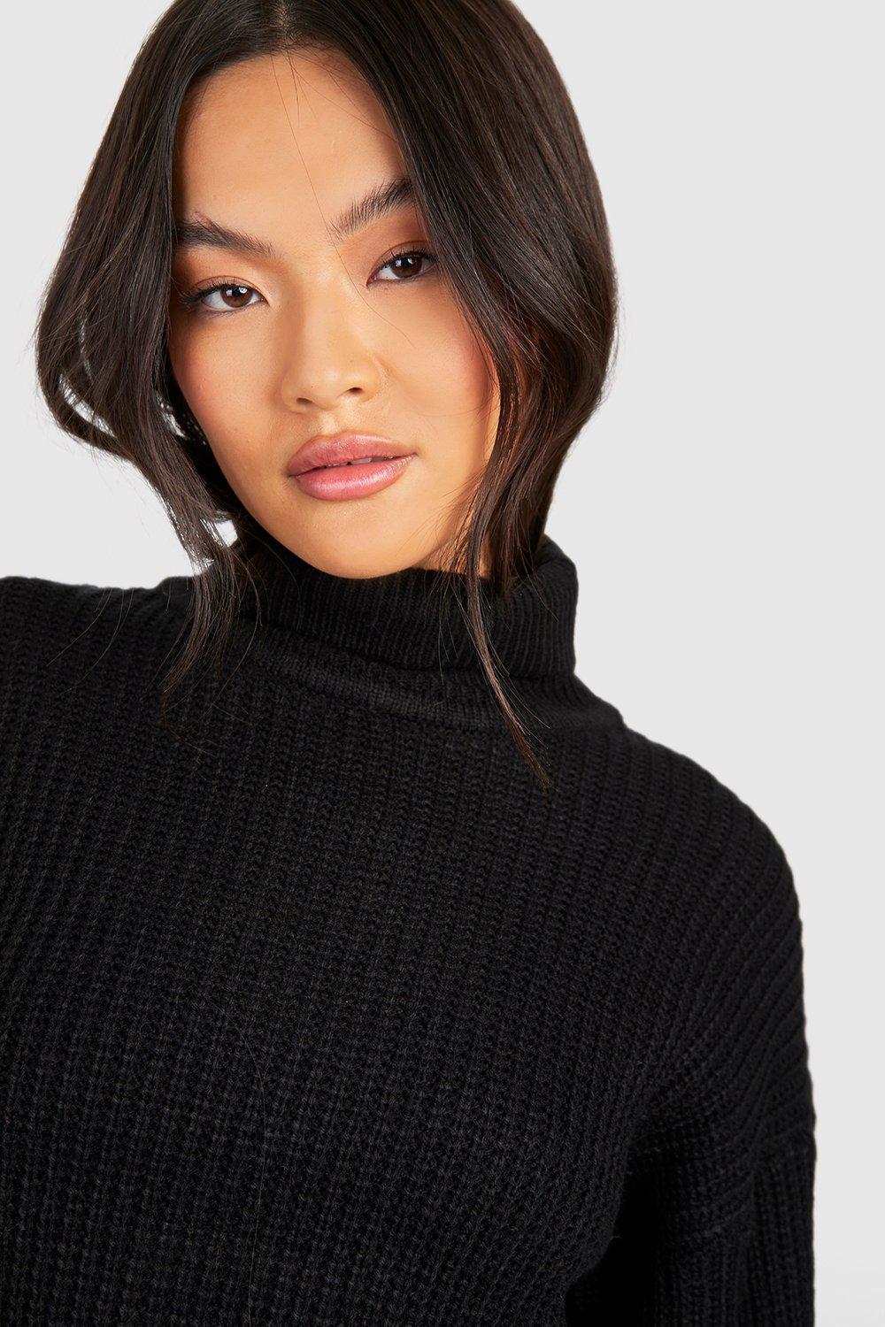 Black roll neck jumper hotsell womens uk