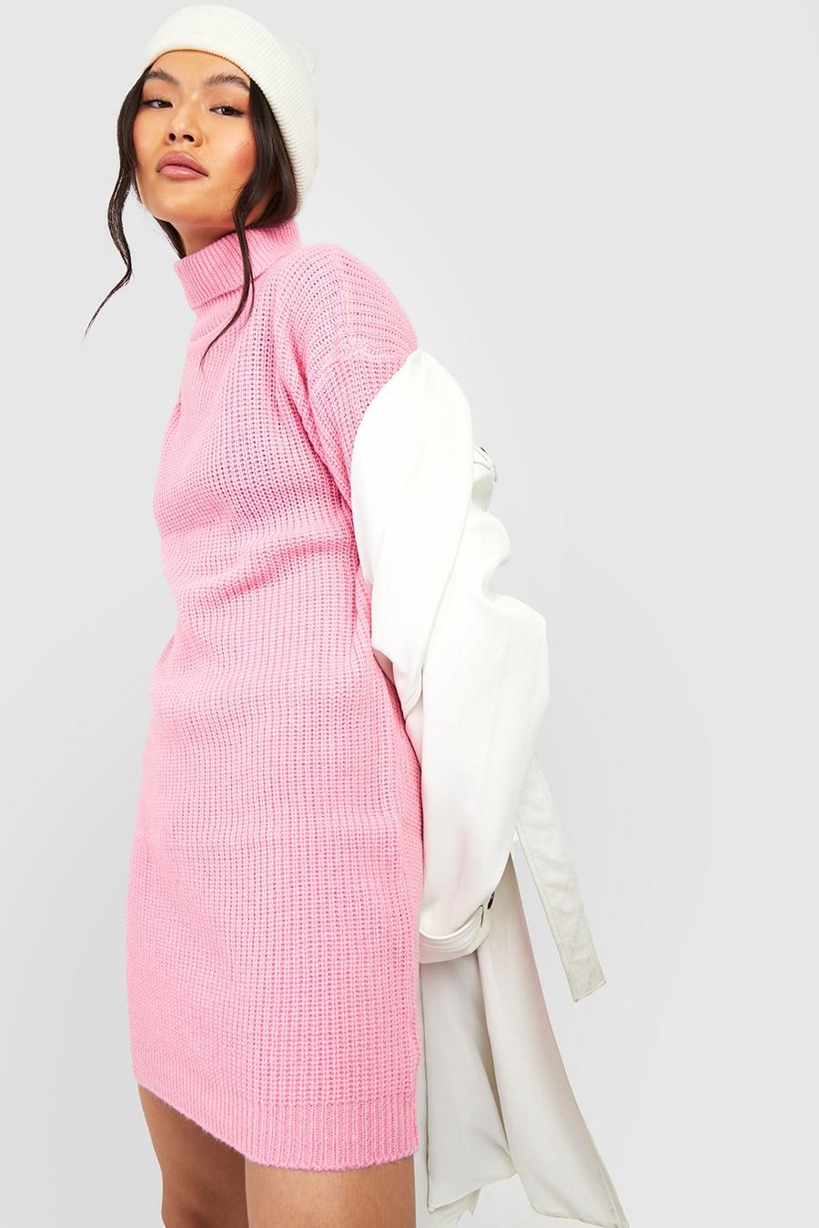 Pink Turtleneck Oversized Sweater