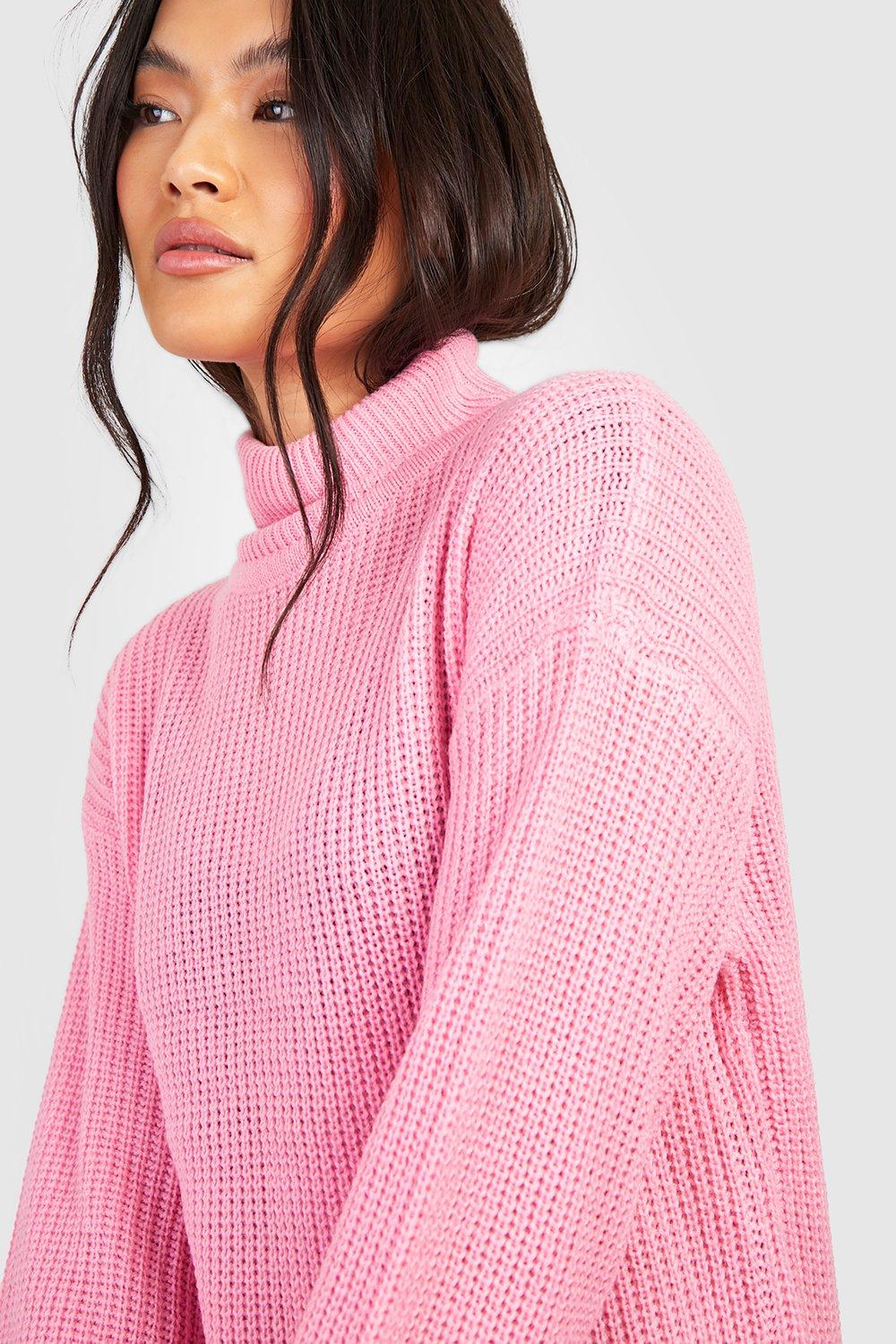 Pink oversized roll neck jumper sale