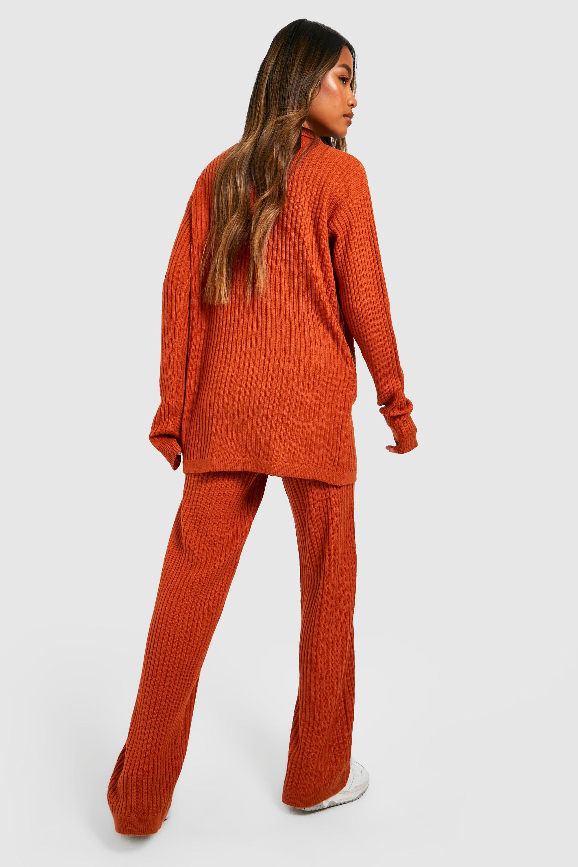 Pantalon femme large en lin orange fabriqué à Lyon sur commande