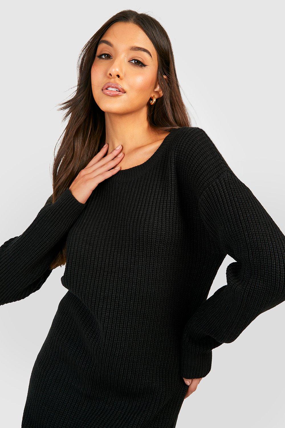 Crew Neck Sweater Dress boohoo